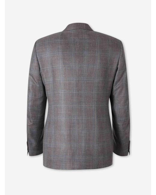 Canali Gray Check Patterned Single Breasted Blazer for men