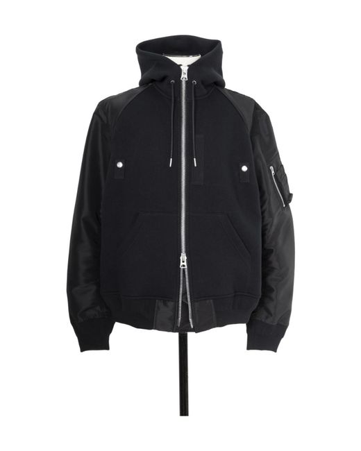 Sacai Black Sponge Sweat Hoodie for men