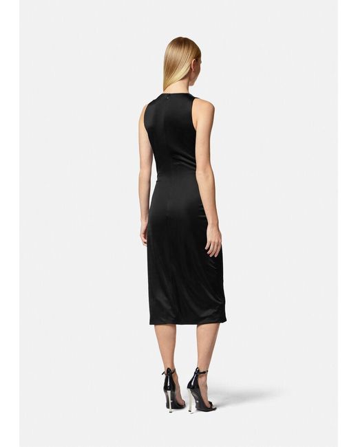 Versace Black Logo-Plaque Sleeveless Dress
