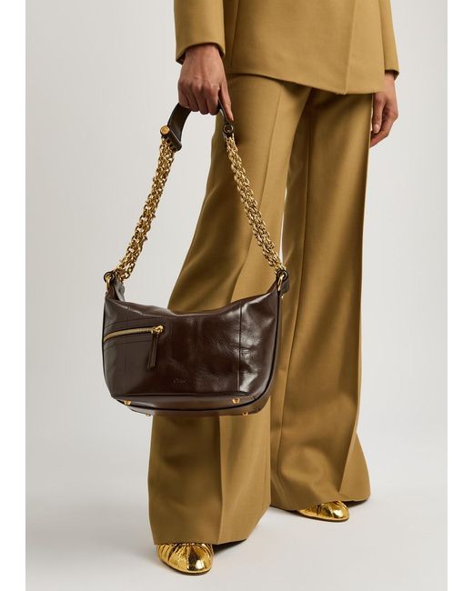 Chloé Brown Glossed Leather Camera Bag