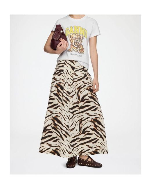 Ganni White Tiger Graphic Baby Fit T-Shirt