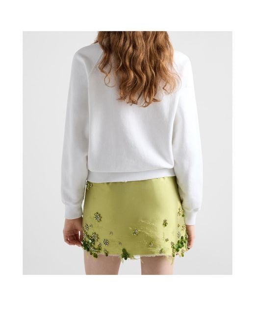 Prada White Cotton Crew-Neck Sweatshirt