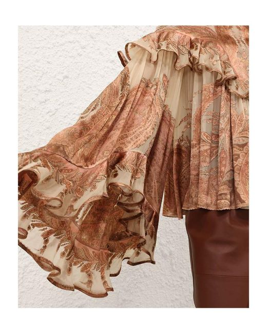 Zimmermann Brown Hypnotic Burnout Blouse