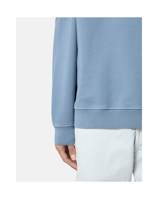 Stone Island Blue Logo Printed Crewneck Sweatshirt for men