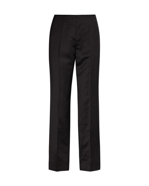 Totême Black Rawedged Straightleg Satin Trousers