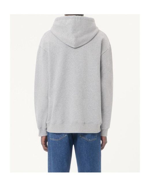 Valentino Gray Logo-Embroidered Drawstring Hoodie for men