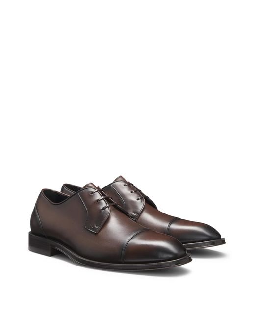Boss Brown Lace-Up Derby Shoes for men
