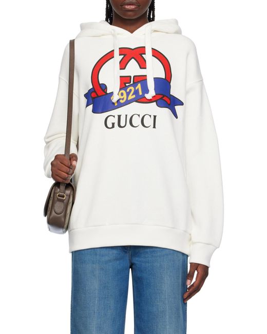 Gucci White Interlocking G 1921 Printed Hoodie