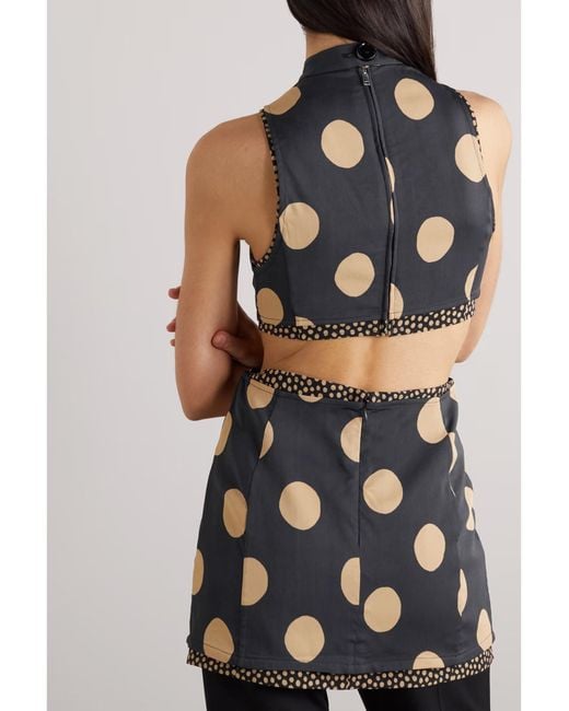 Proenza Schouler Blue Cutout Layered Polka-Dot Stretch-Jersey Top
