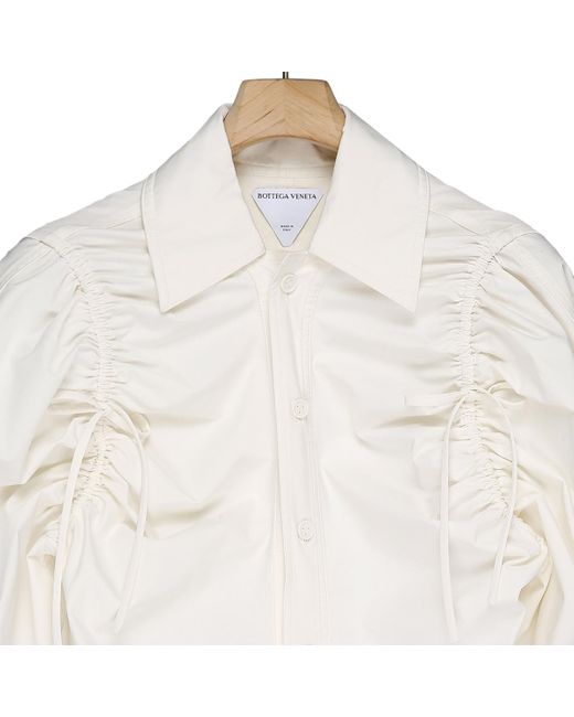 Bottega Veneta White Tie-Gathered Balloon Sleeve Shirt