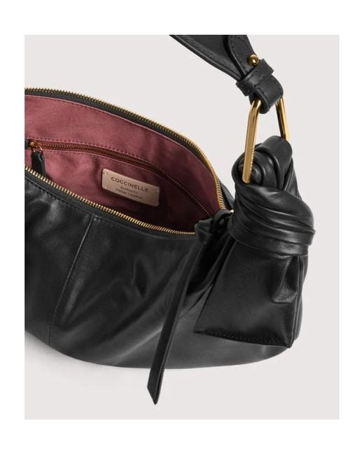 Coccinelle Black Furoshik Knotted Zip-Up Medium Shoulder Bag