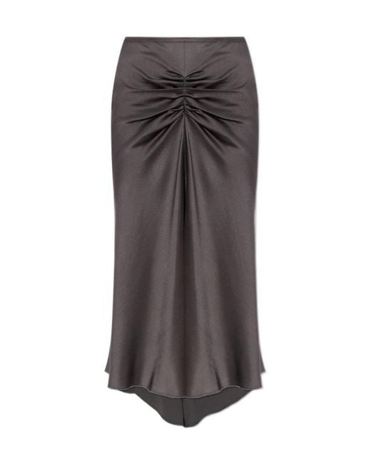 Victoria Beckham Brown Gathered Crepe Midi Skirt