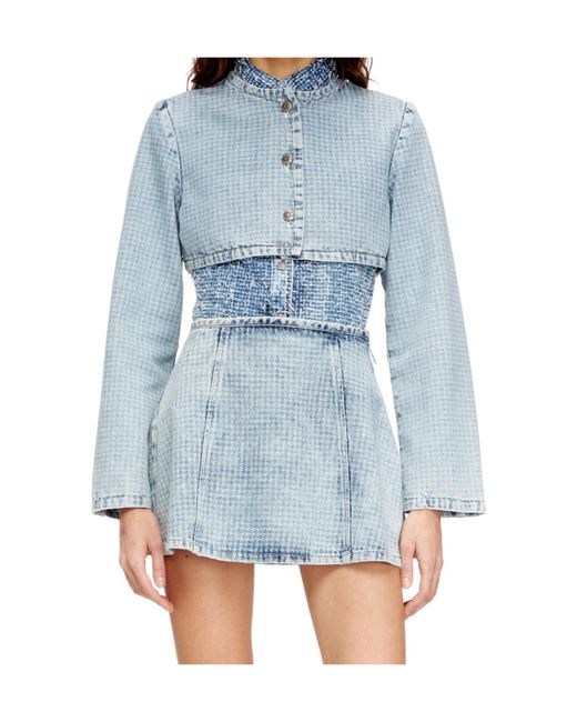 DIESEL Blue De-Terri-S Button Crop Jacket