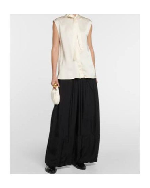 Jil Sander White Satin Sleeveless Blouse