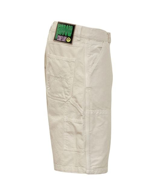 Barrow White Logo Patch Cargo Shorts for men
