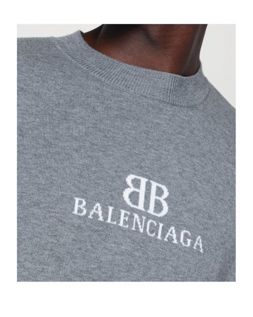 Balenciaga Gray Bb Knitted Oversized Sweater for men