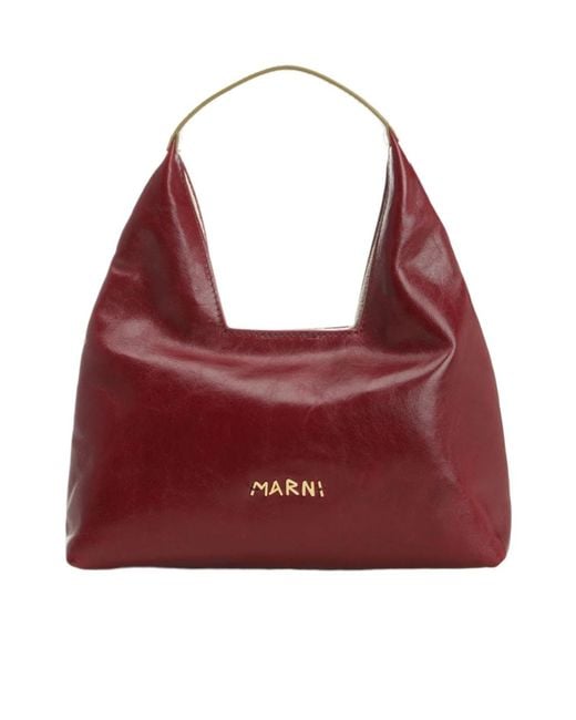 Marni Red Logo Lettering Mini Shoulder Bag