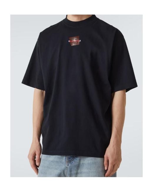 Balenciaga Black Crew Neck T-Shirt for men