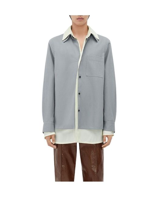 Bottega Veneta Gray Double Layer Long-Sleeved Shirt for men