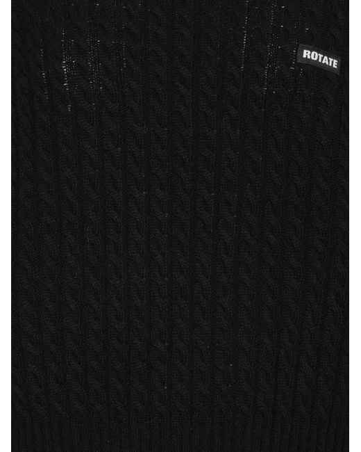ROTATE BIRGER CHRISTENSEN Black Cable Crewneck Sweater