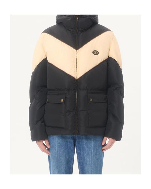 Valentino Black Chevron Zip-Up Hooded Jacket for men