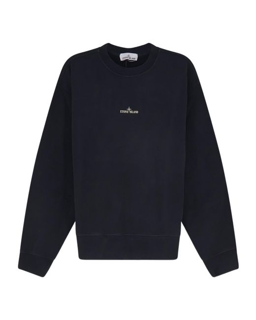 Stone Island Blue Long-Sleeve Crew-Neck Sweatshirt for men