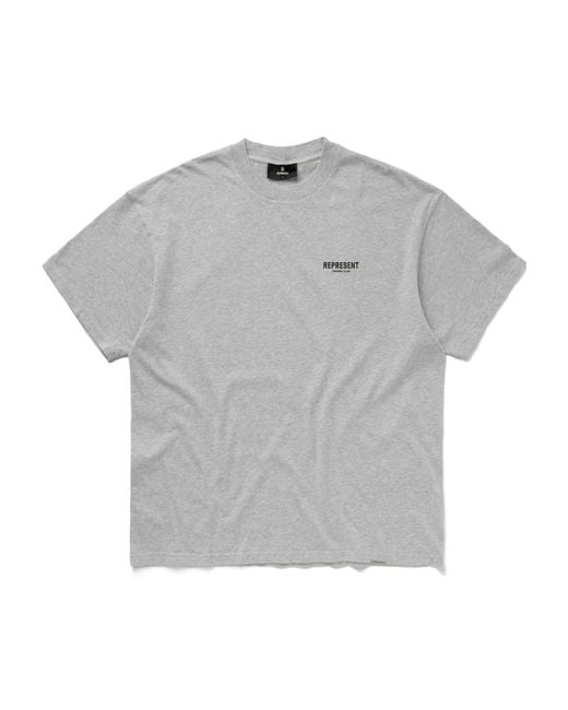 Represent Gray Owners Club Logo Printed Crewneck T-Shirt for men