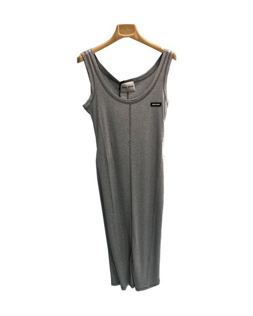 Miu Miu White Logo-Patch Dress