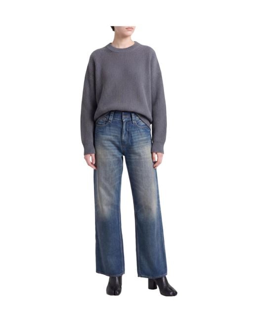 MM6 by Maison Margiela Blue Plain Colour Denim Trousers