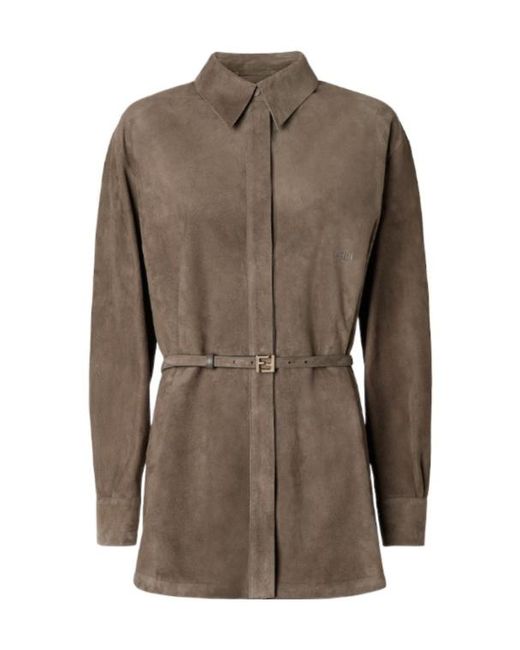 Fendi Brown Oversized Long Sleeve Shirt