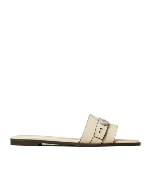 Tory Burch White Romy Slides