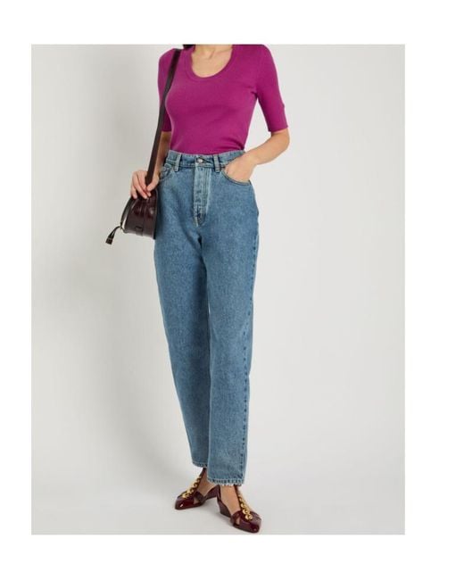 Chloé Pink Logo-Embroidered Ribbed Wool Top