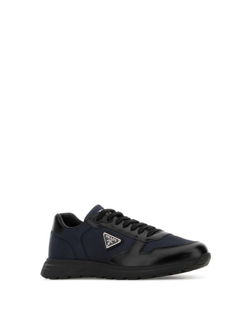 Prada Black Logo Plaque Low-Top Sneakers for men