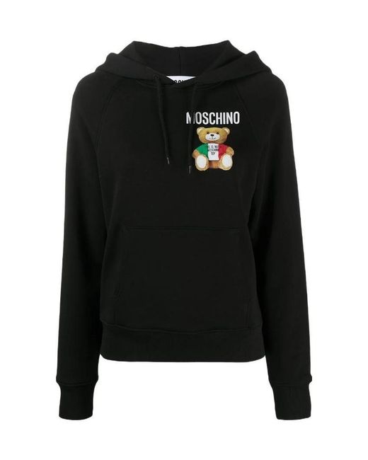 Moschino Black Teddy Bear-Print Hoodie