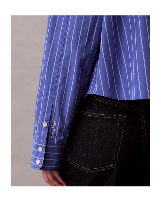 Calvin Klein Blue Striped Cotton Shirt