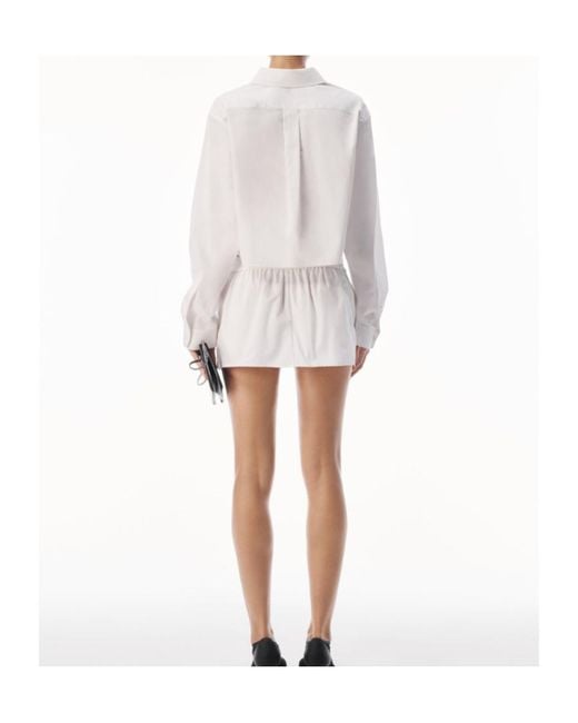 Alexander Wang White Cropped Logo-Embroidered Shirt
