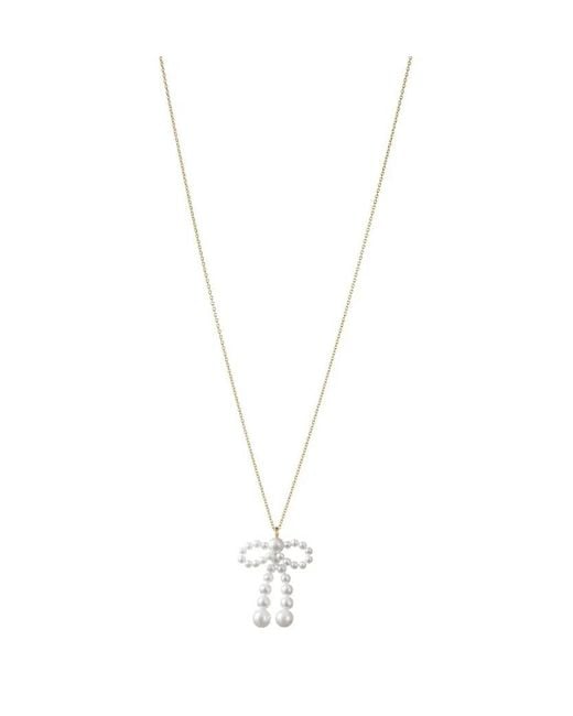 Sophie Bille Brahe Metallic Bow Simple Necklace