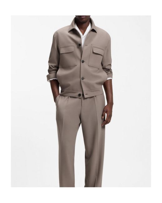 Boss Brown Flap-Pocket Button-Up Jacket for men