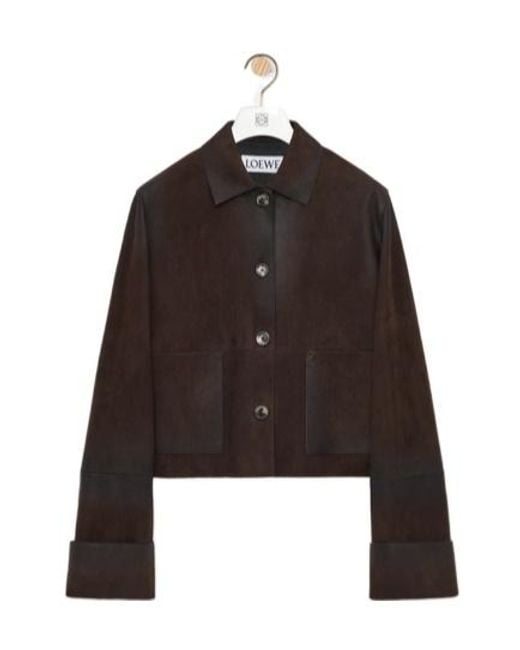 Loewe Brown Suede Sheepskin Leather Fold-Over Jacket