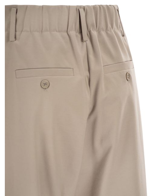 Brunello Cucinelli Natural Drawstring Straight-Leg Trousers