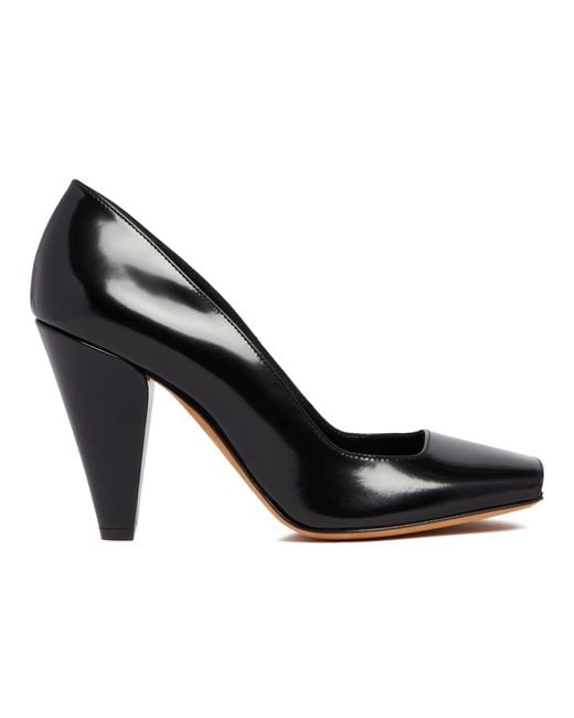 Khaite Black Cedar Square Toe Patent Pumps
