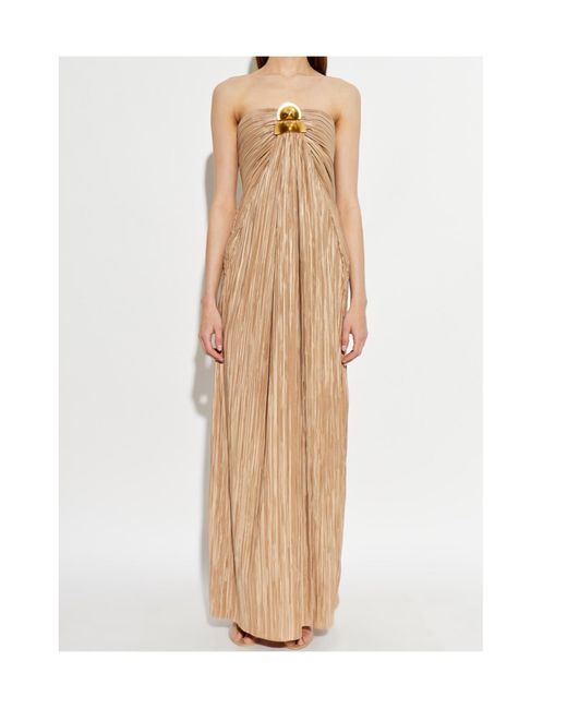 Cult Gaia Natural Sequoia Pleated Maxi Dress