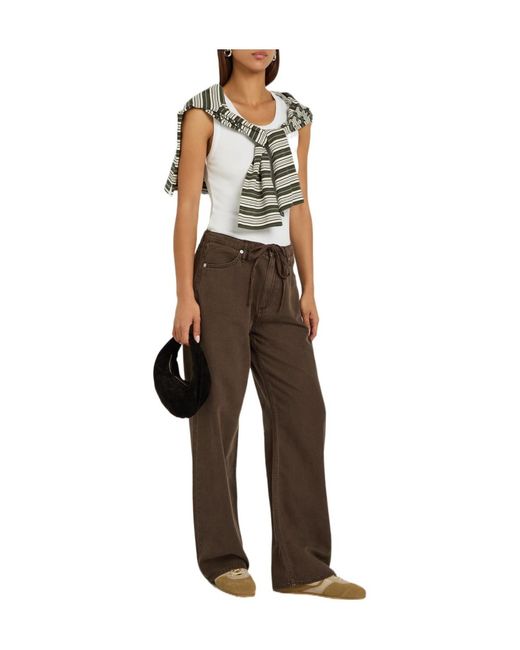 Rag & Bone Brown Drawstring Wide-Leg Jeans