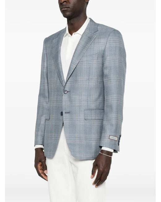 Canali Blue Logo-Label Blazer for men