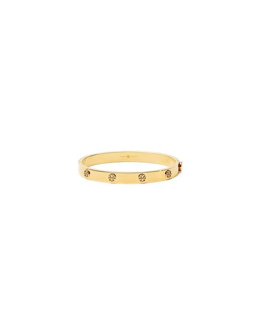 Tory Burch Metallic Engraved Slim Hinged Bangle