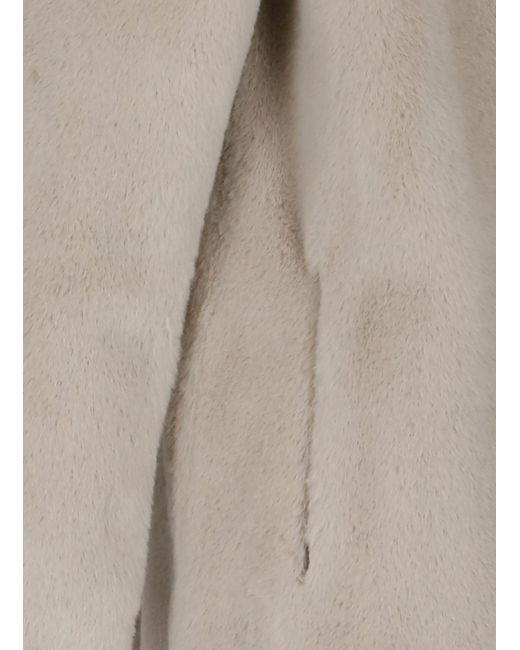 Herno Gray Faux-Fur Single-Breasted Coat