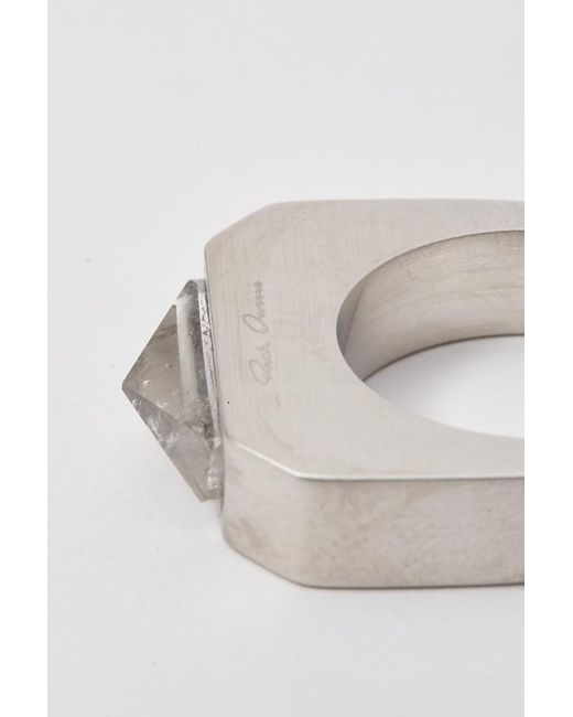 Rick Owens White Pyramid Palladium Ring for men