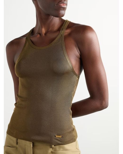 Tom Ford Green Logo-Plaque Knitted Top