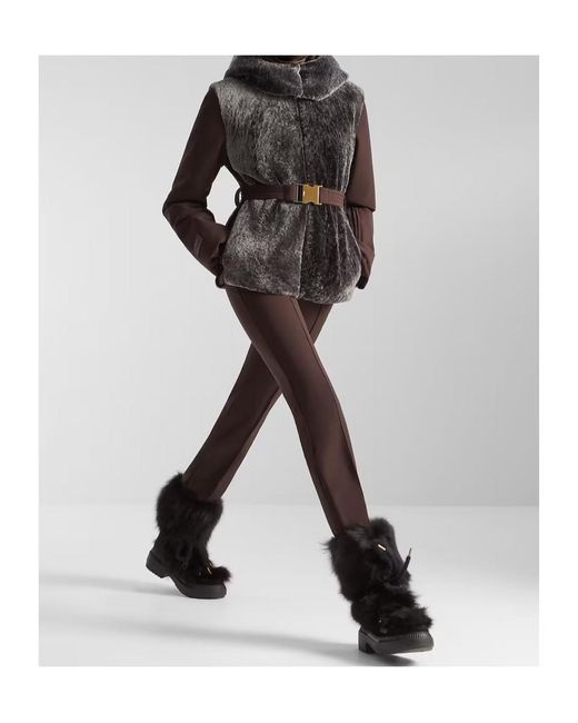 Fendi Black Technical Fabric And Shearling Down Jacket