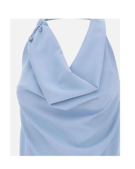 Kaos Blue Draped Halterneck Top